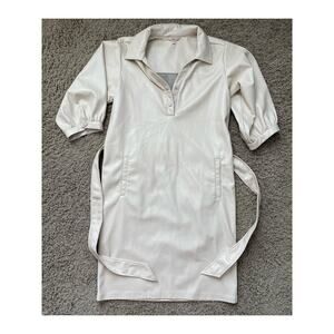 EsQualo super soft vegan leather shirt dress cream size 4